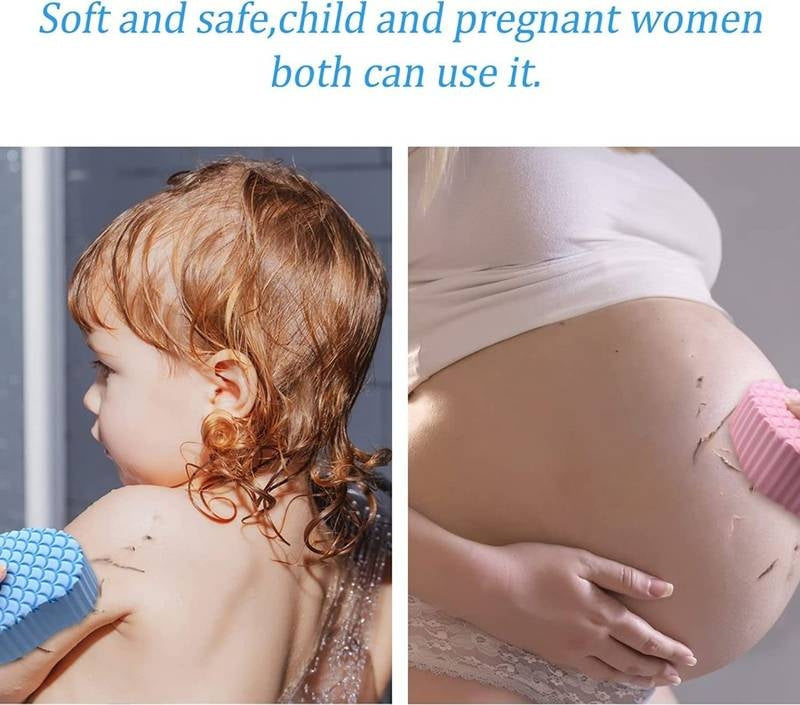 Product being used on a child and a pregnant woman with text indicating safety for both.