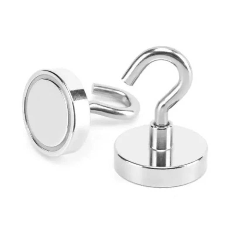 Super Strong Neodymium Magnetic Hooks – Heavy Duty Stainless Steel Rare Earth Magnets for Hanging – Permanent Industrial Magnet Hooks for Kitchen, Cruise Cabins, Garage, and Office
