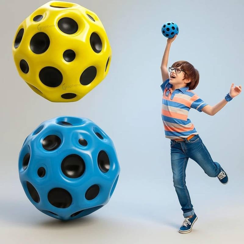 High-Bounce Moon Ball Space Ball – Extreme Gravity-Defying Bouncing Ball with Unique "Pop" Sound – Durable Easy-Grip Sensory Toy for Kids & Adults – Perfect for Games, Fitness & Stress Relief
