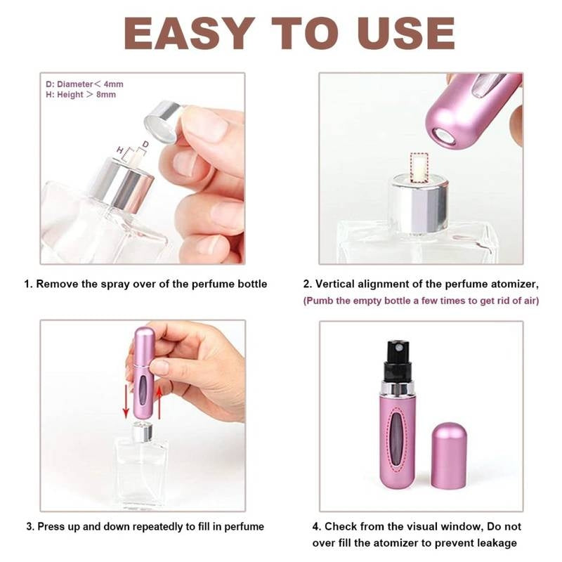 5ml Mini Refillable Perfume Atomizer Spray Bottle – Portable Travel Scent Pump Case for Handbags & Pockets