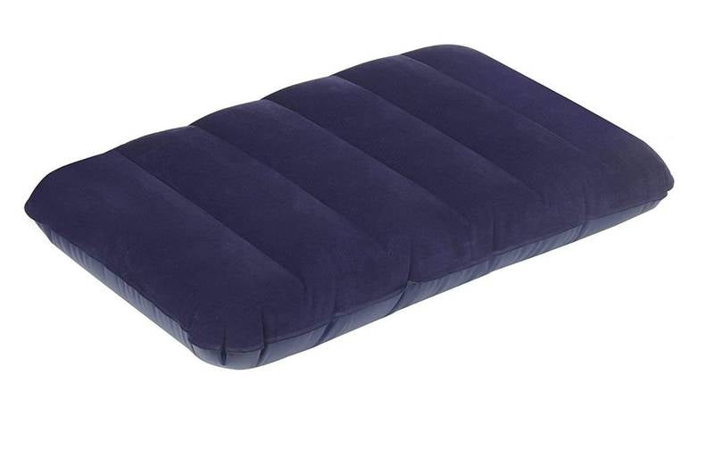 Navy blue inflatable mattress on a white background
