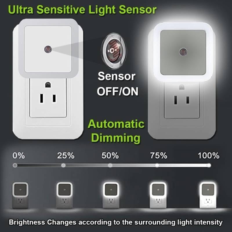 Ultra sensitive light sensor with automatic dimming feature on a dark background