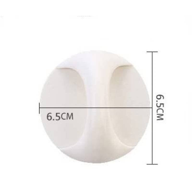 White circular object with measurements on a white background