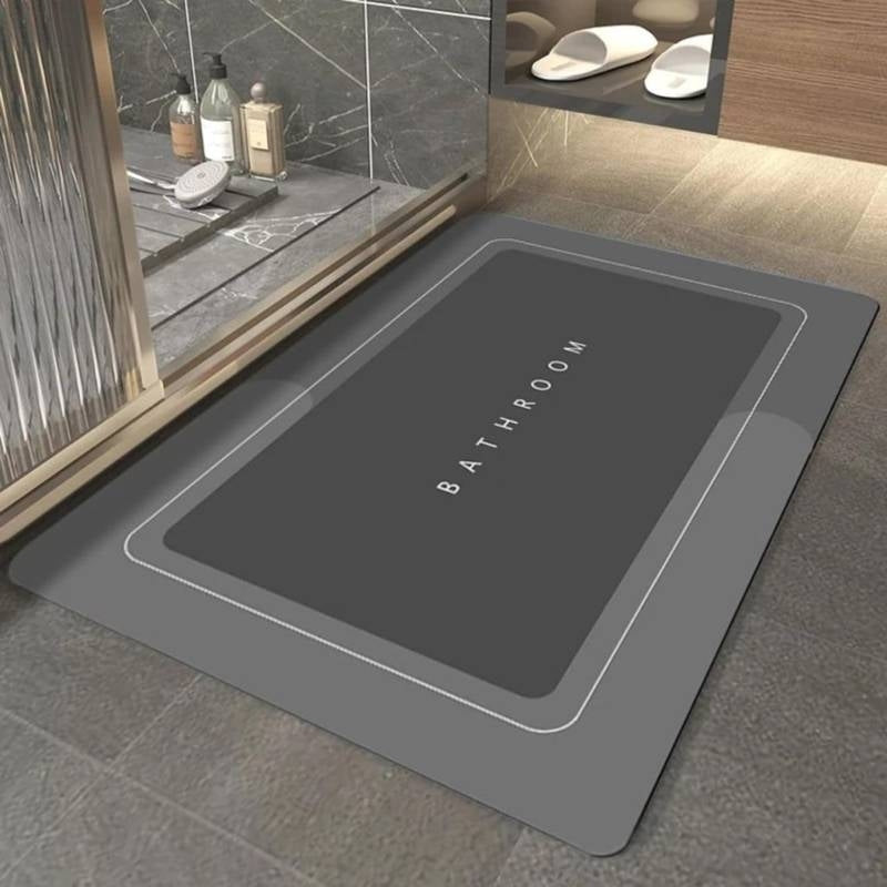 Super Absorbent Quick-Dry Bath Mat – Anti-Slip Diatomite Floor Mat for Bathroom & Shower (Soft Nappa Leather Finish)