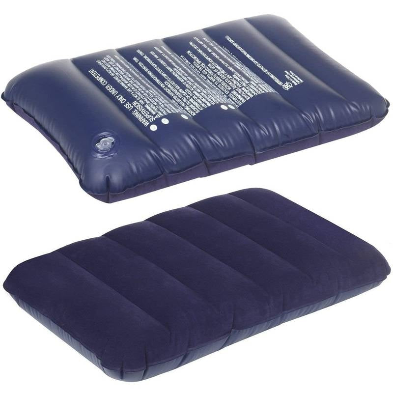 Two blue inflatable mattresses on a white background
