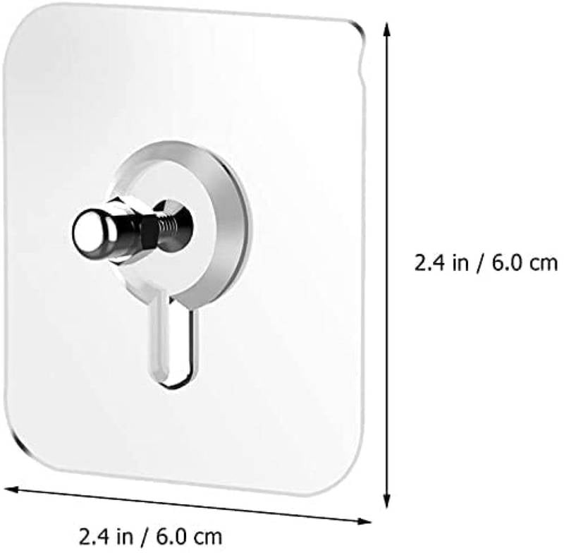 Chrome wall hook with dimensions labeled on a white background