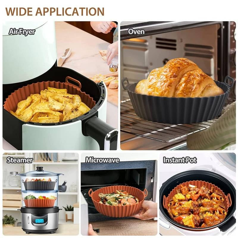 Multifunctional kitchen tool used in various cooking methods including AirFryer, Oven, Steamer, Microwave, and Instant Pot.