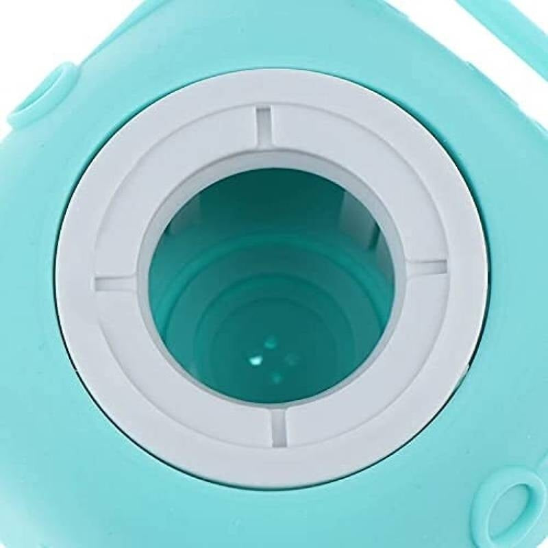 Close-up of a turquoise water bottle with a white cap and spout.