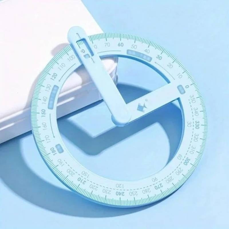 Protractor on a light blue background
