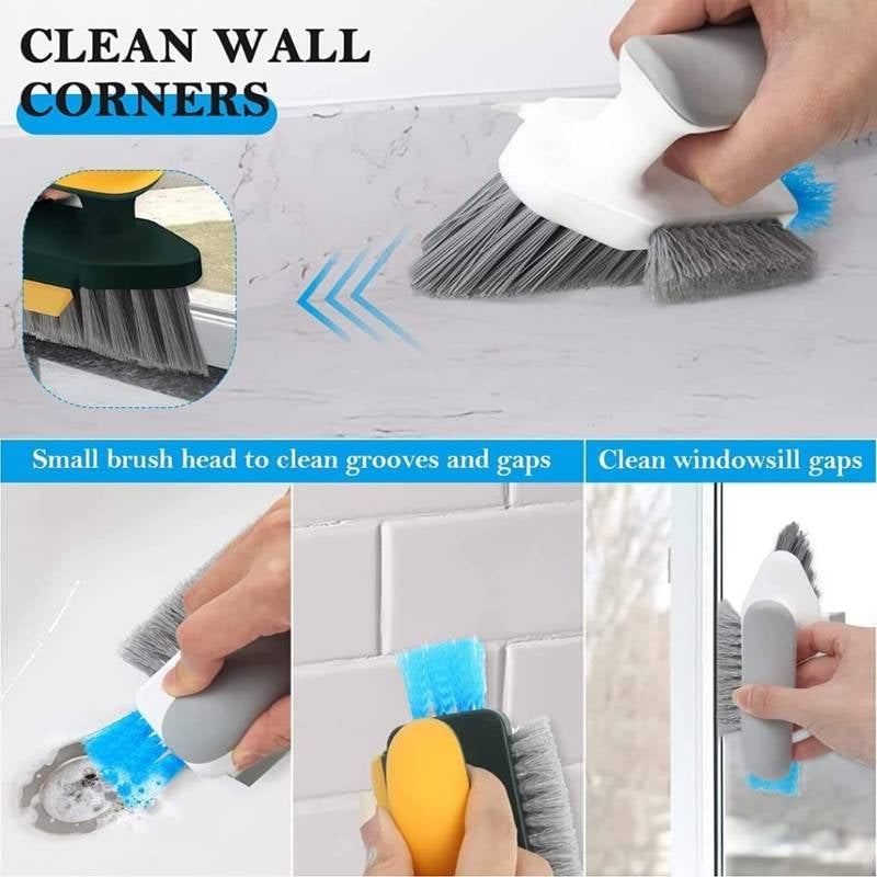 4-in-1 Multifunctional Gap Cleaning Brush – Deep Clean Grout Scrubber with Built-in Scraper & Ergonomic Handle – Heavy Duty Detail Brush for Kitchen, Bathroom, Window Tracks & Tile Lines
