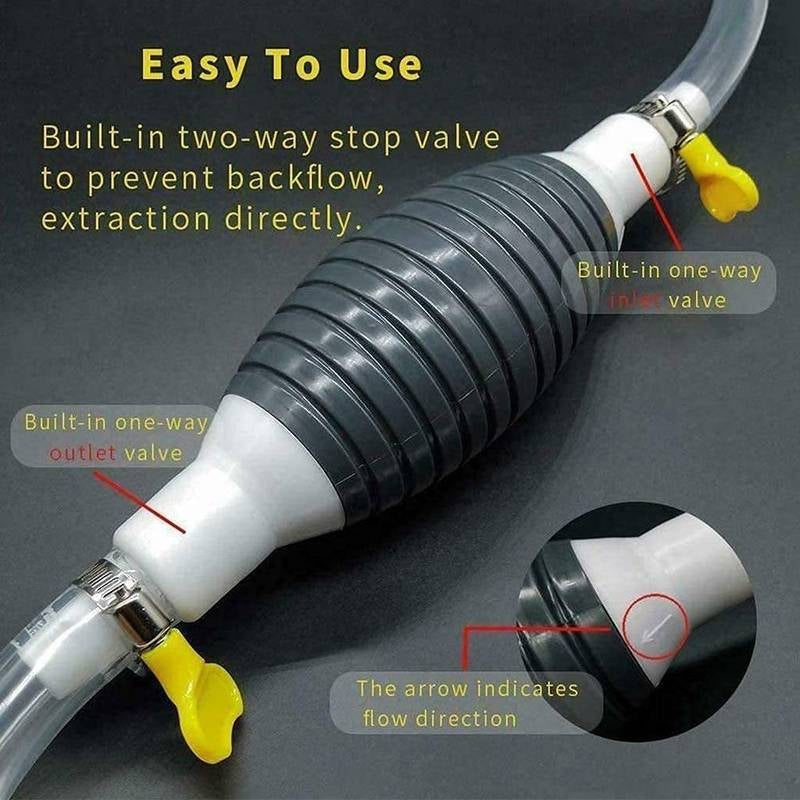 Universal Manual Fuel Transfer Pump Kit – High-Flow Hand Siphon Pump for Gas, Petrol, Diesel, and Water – Portable Liquid Transfer Tool with 2M Hose & Secure Metal Clips