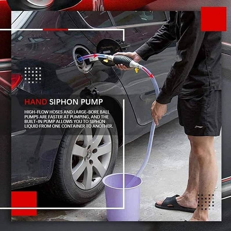 Universal Manual Fuel Transfer Pump Kit – High-Flow Hand Siphon Pump for Gas, Petrol, Diesel, and Water – Portable Liquid Transfer Tool with 2M Hose & Secure Metal Clips
