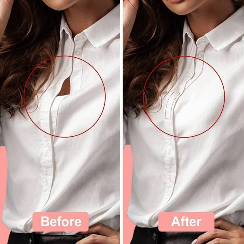 Before and after comparison of a white shirt with a red circle highlighting a stain.