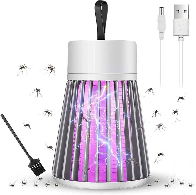 Mosquito killer with striped design and USB cable on a white background