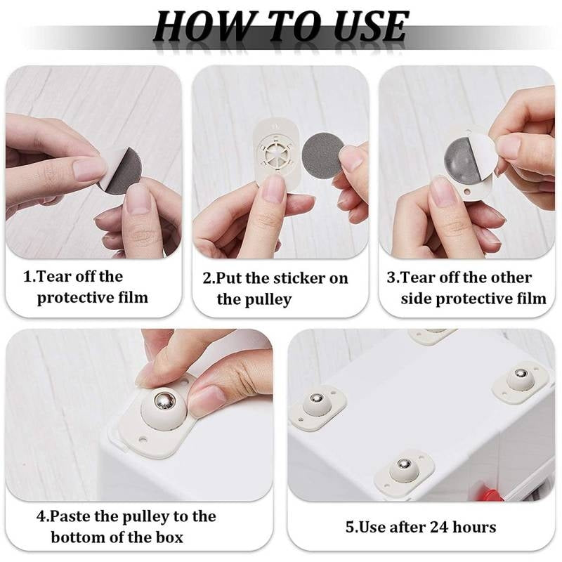 Step-by-step guide on how to use a pulley system with text instructions.